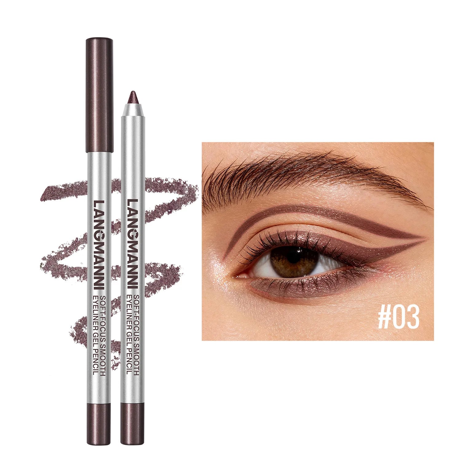 Pearlescent Glitter Eyeliner Pencil 12 Colors Smooth High Pigment Eye Liner Eyeshadow Pen Long-Lasting Waterproof Eyes Makeup Zpaxo 03