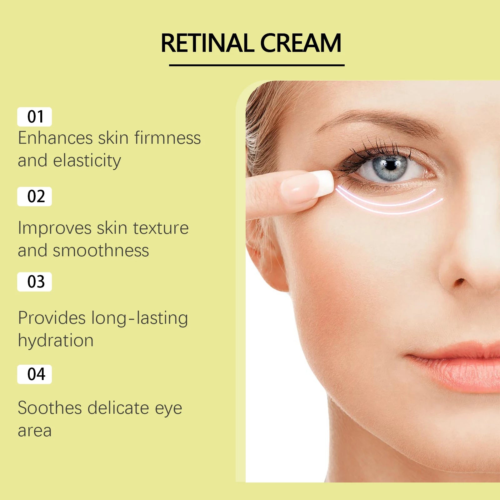 Hoygi 15g Retinol Eye Cream Gentle Renewing Formula for Delicate Eye Area Hydrates Improves Skin Texture Night Use Recommended Zpaxo
