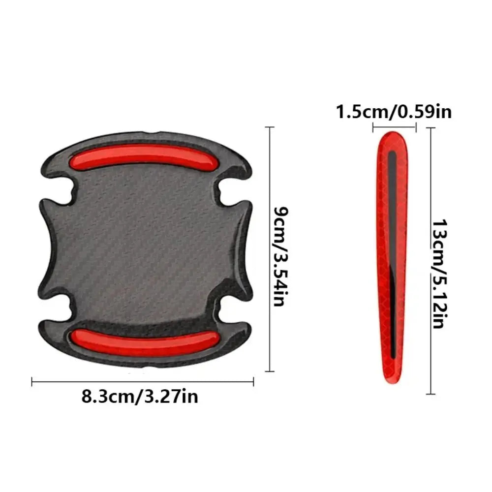 Carbon Fiber Car Handle Protector Self-adhesive Reflective Door Guard Zpaxo