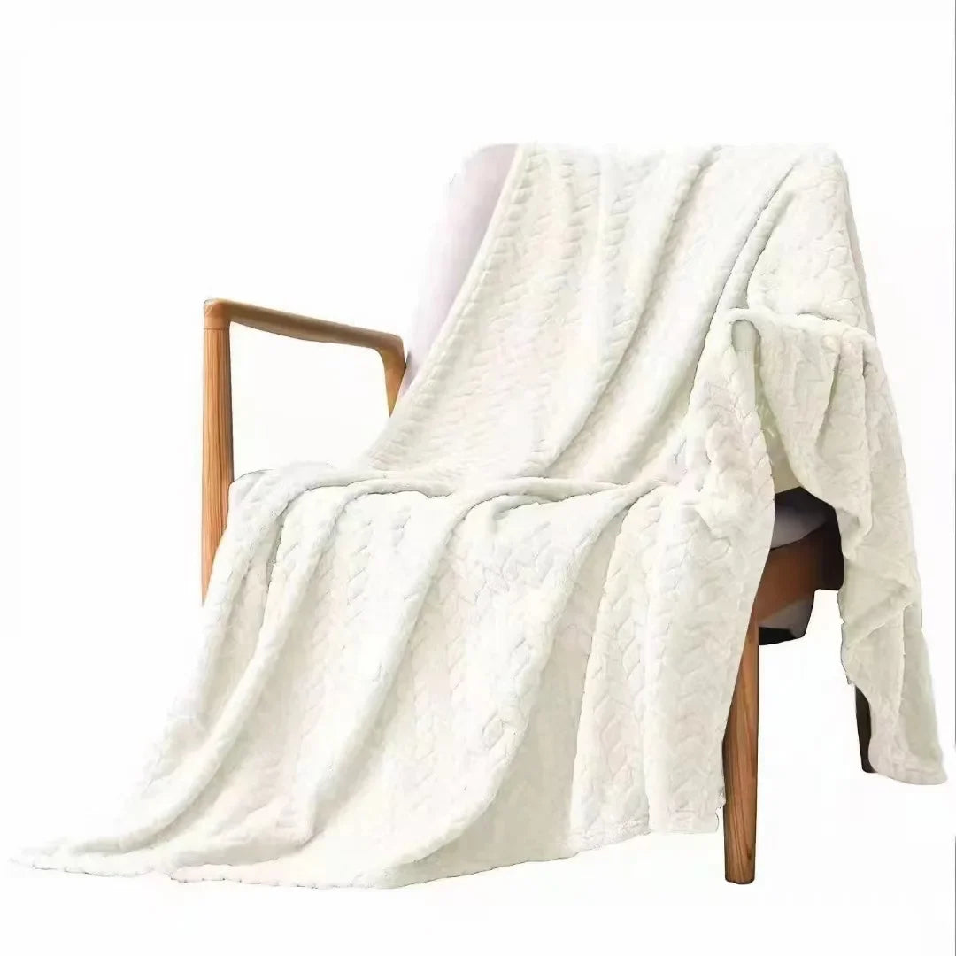 Winter Blanket Children's Home Fluffy Bed Adult Warm Solid Striped