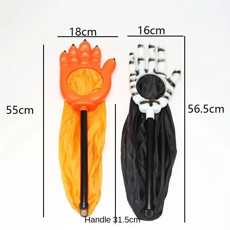 Spooky Halloween Candy Bags Skeleton Hand Pumpkin Shaped Pouches