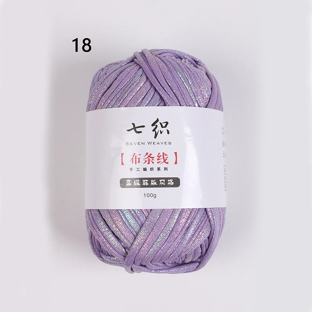 100g/Roll Metallic Crochet Yarn Imitation Leather Shiny Crochet Yarn Fabric Yarn for Knitting T-Shirt Bag Craft Zpaxo Purple