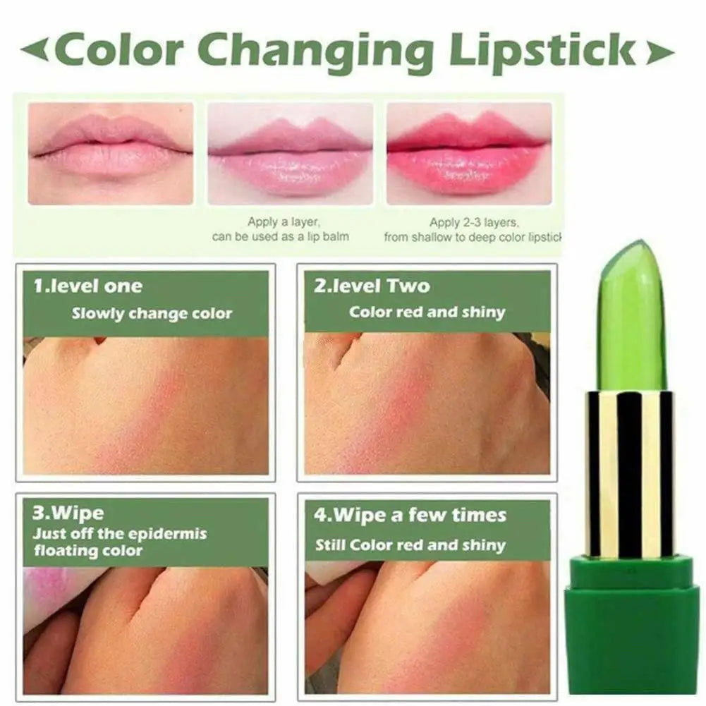 Color Changing Lipstick with Aloe Vera | Green to Pink, 3.5g Color Changing Lipstick Zpaxo