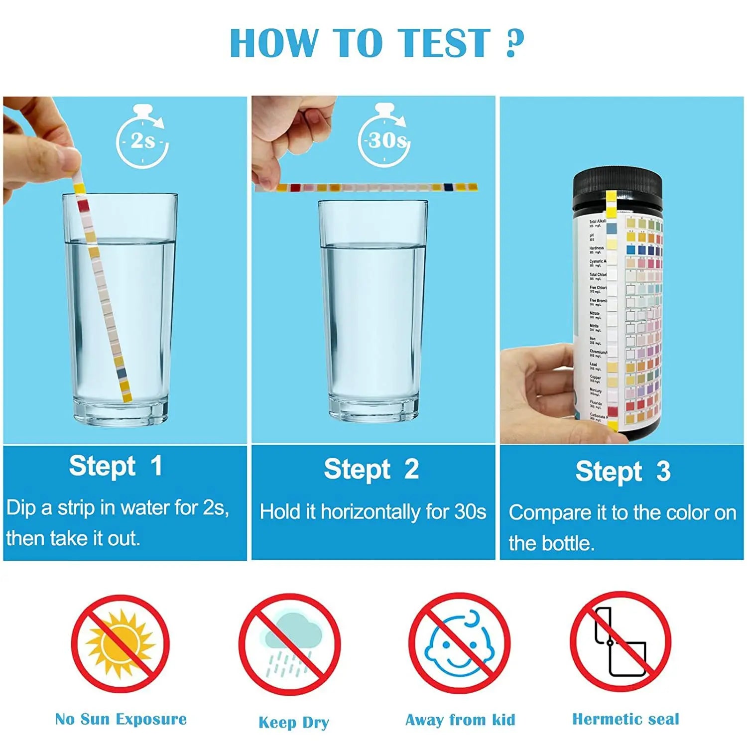 7-in-1 Aquarium Freshwater Ph Test Strips Easy-to-use Rapid Water