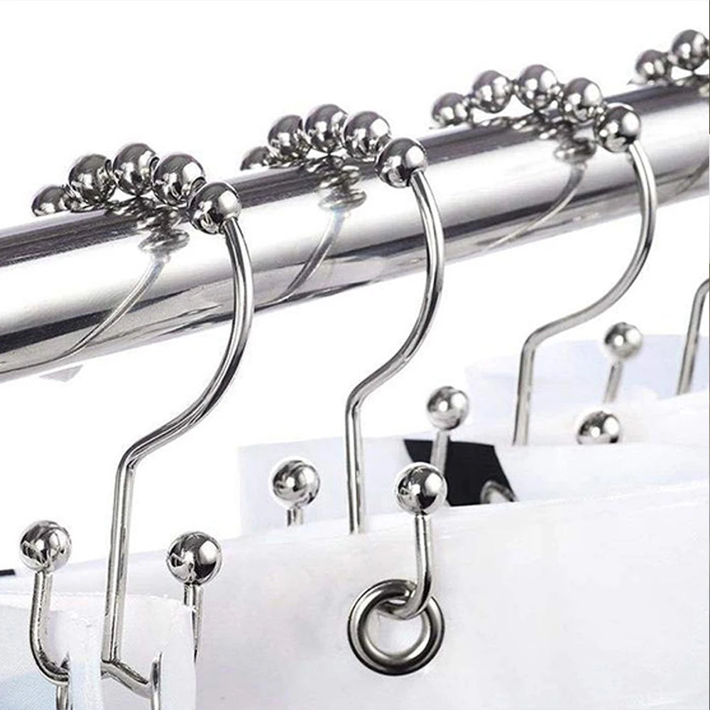 Shower Curtain Hooks Double Sided Bathroom Curtain Metal Hooks Rings for Bathroom Shower Rod Curtains Zpaxo