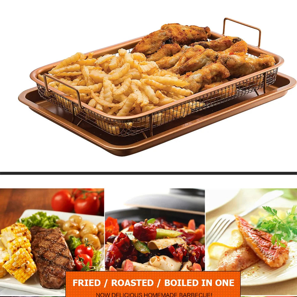 Stainless Steel French Fries Basket Heat-resistance Square Chips Fry Baskets Multi-function Western Snacks Air Fryer Accessories Zpaxo