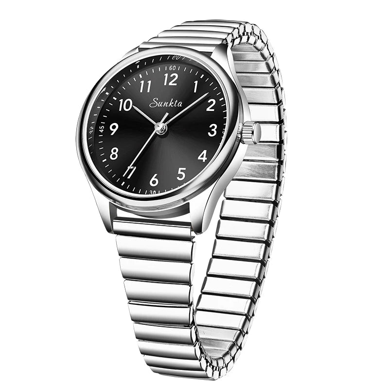 SUNKTA new fashion luxury women's quartz watches elegant leather Watches for Women waterproof simple ladies watches reloj+BOX Zpaxo Silver black