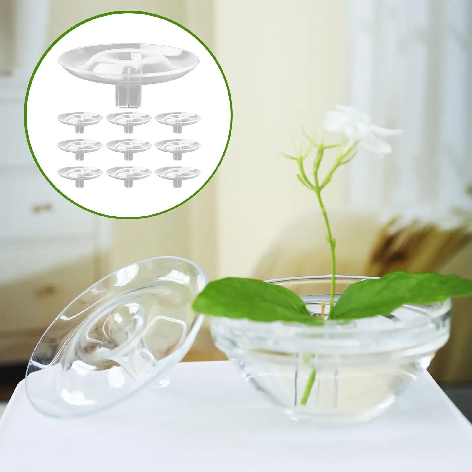 Floating Flower Holder Transparent Stem Support Vase Bowl Centerpiece