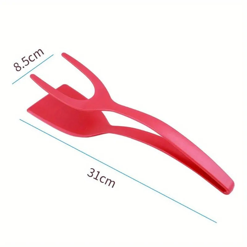 1 Shovel Clip Silicone Grip Flip Tongs Egg Steak Spatula Pancake