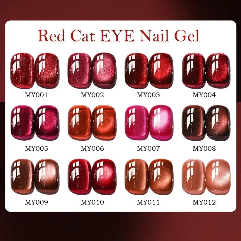 Red Ruby Cat Eye Magnetic Gel Nail Polish Cherry Art DIY Sparking