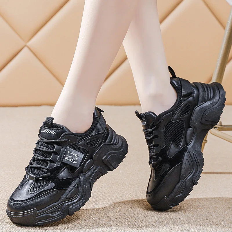 CINESSD Sneakers All-match Shoes Women Vulcanize Light Thick-soled Zpaxo black 36 China Mainland