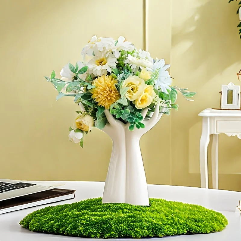 White Ceramic Handmade Vase Exquisite Home Decor Artistic Flower