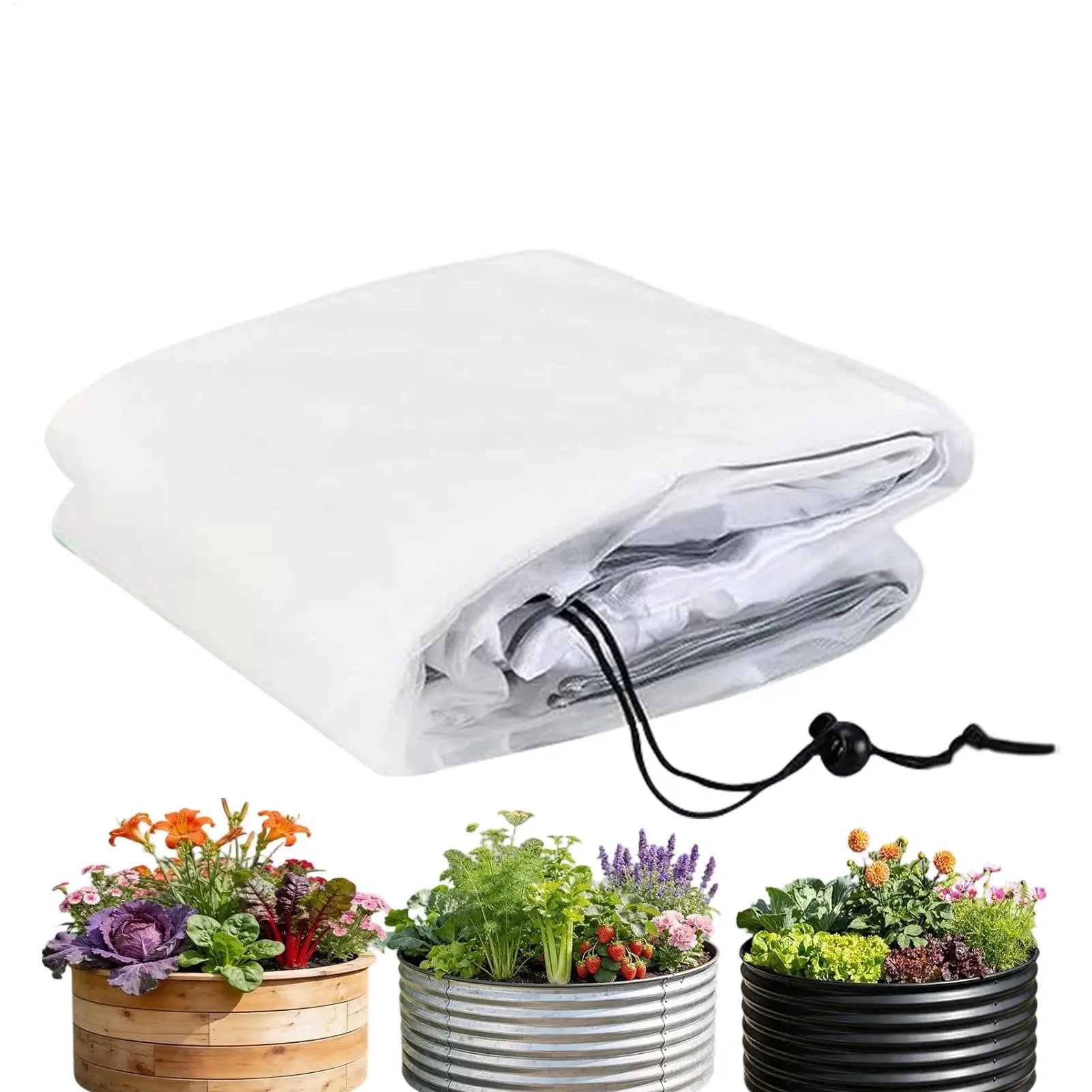 Raised Bed Net Breathable Reusable Drawstring Garden Netting Fine