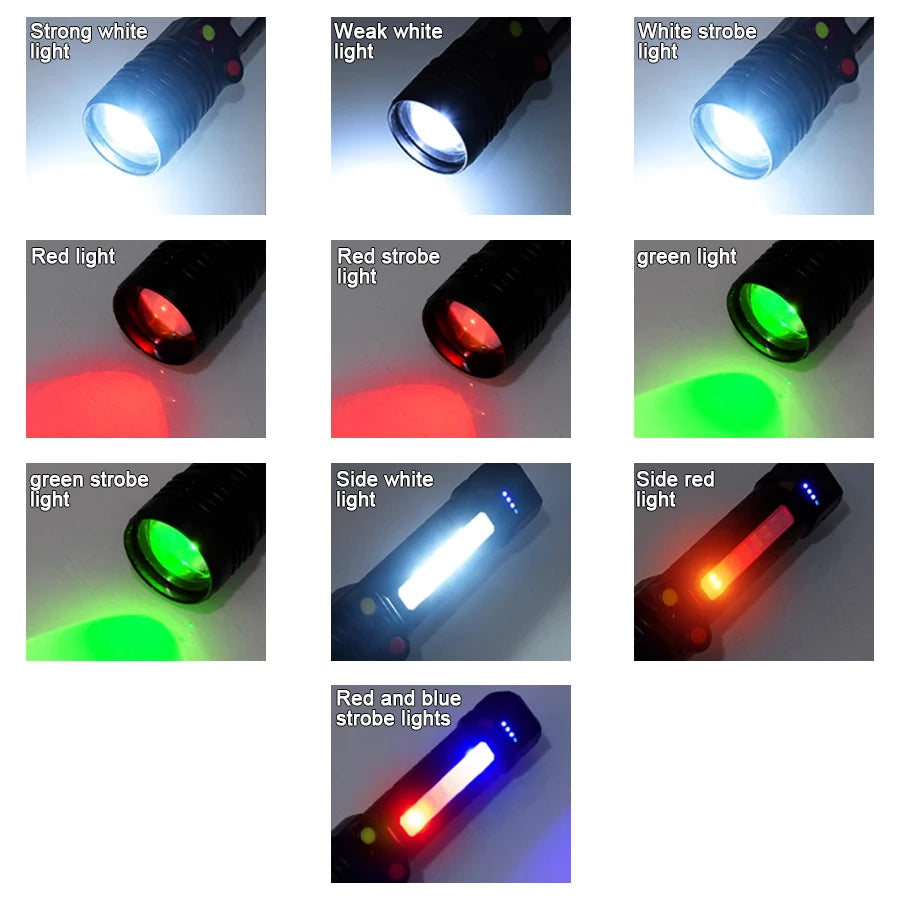 Rechargeable Multi-Color LED Tactical Flashlight with Zoom