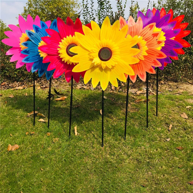 Sunflower Windmill Rotating Wind Spinner Stake Standing Lawn Flower