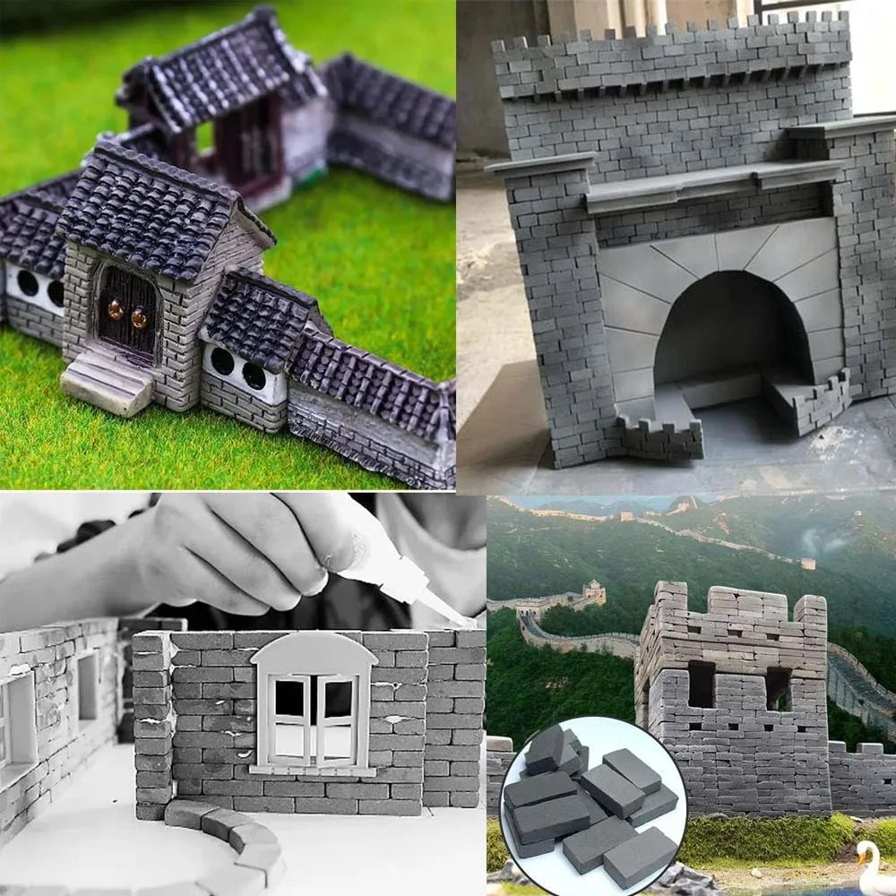 1:35 Miniature Bricks 120pcs – Gray & Orange Weathered DIY Miniature Model Bricks Zpaxo