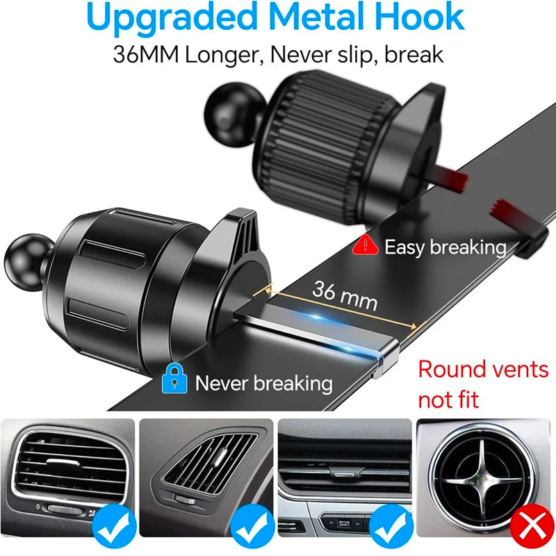 UYUXIO Manual Clamp Wireless Car Charger 15 Fast Charging Air Vent