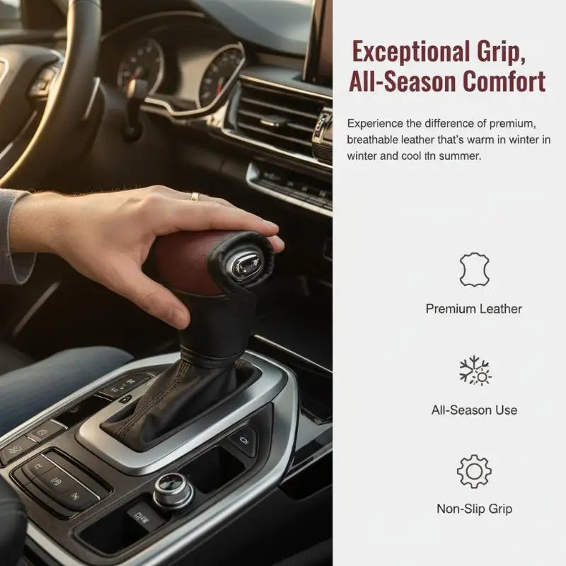 PU Leather Car Gear Shift Knob Cover – Universal Non-Slip Protector