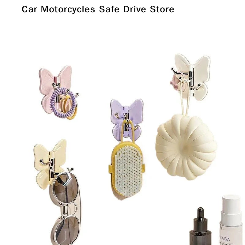 MCute Butterfly Shaped Adhesive Wall Hooks 3 Rotatable No Drilling
