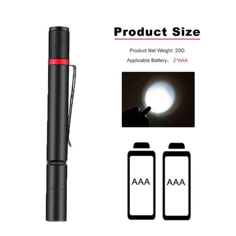 ESMARTER Mini LED Pen Flashlight – IP67 Waterproof, 500 Lm