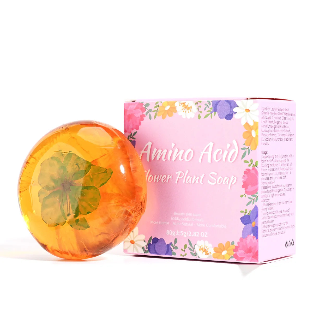 80g Amino Acid Flower Soap – Coconut Oil Moisturizing Bar Handmade Bar Soap Zpaxo