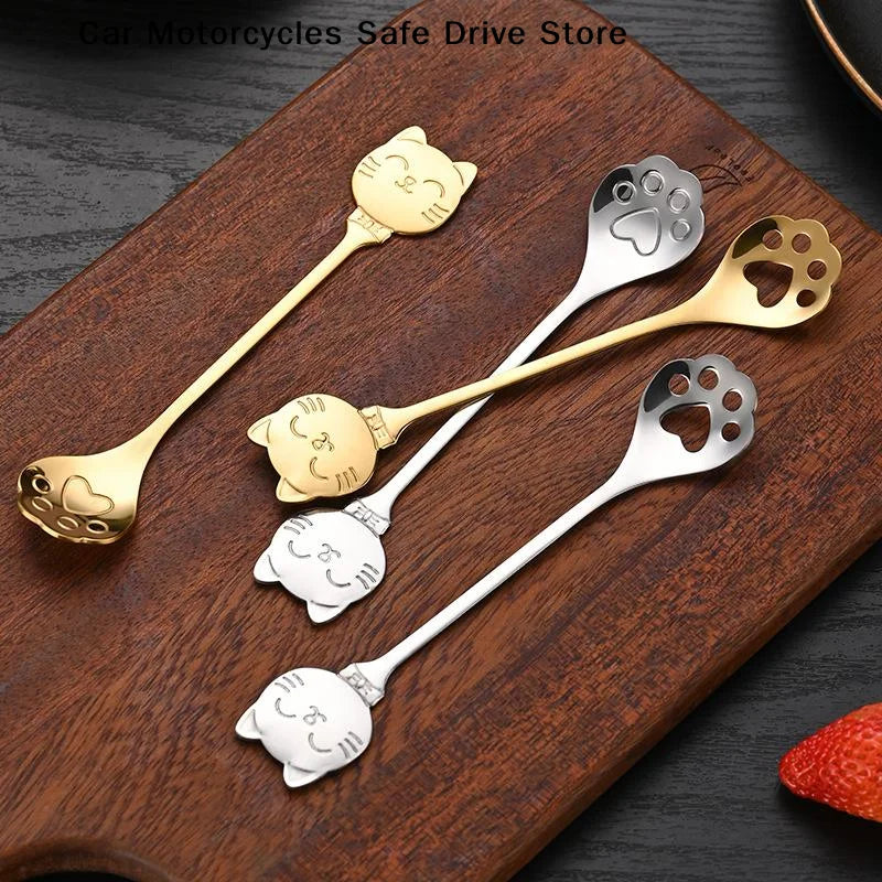 Cute Cat Paw Teaspoon 304 Stainless Steel Coffee Spoon Ice Cream
