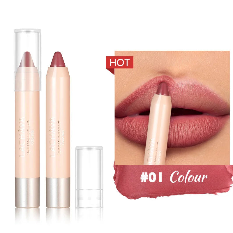 8-Colors Lipstick Pencil Waterproof Sexy Red Matte Contour Tint Lipstick Lasting Non-stick Cup Lipliner Pen Lips Makeup Cosmetic Zpaxo 01