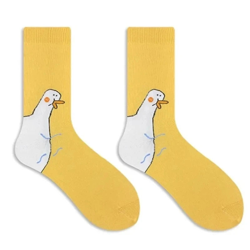 Funny Crazy Goose Head Sport Cotton Sock Creative Happy Animal Casual Socks Women Men Universal Zpaxo