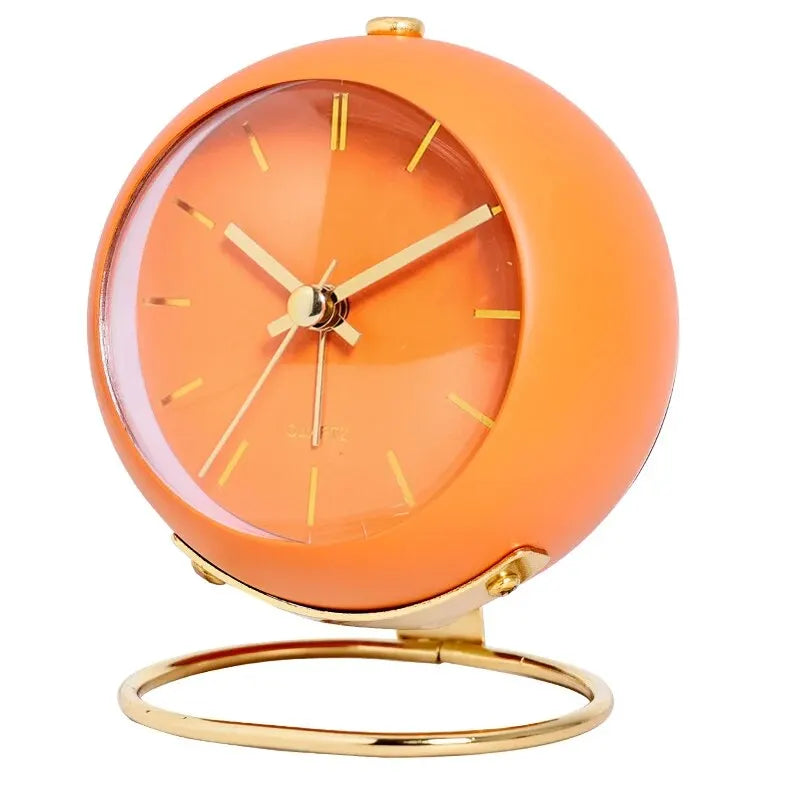 Nordic Minimalist Alarm Clock – Silent Luminous Analog Desk Clock Analog Alarm Clock Zpaxo Orange