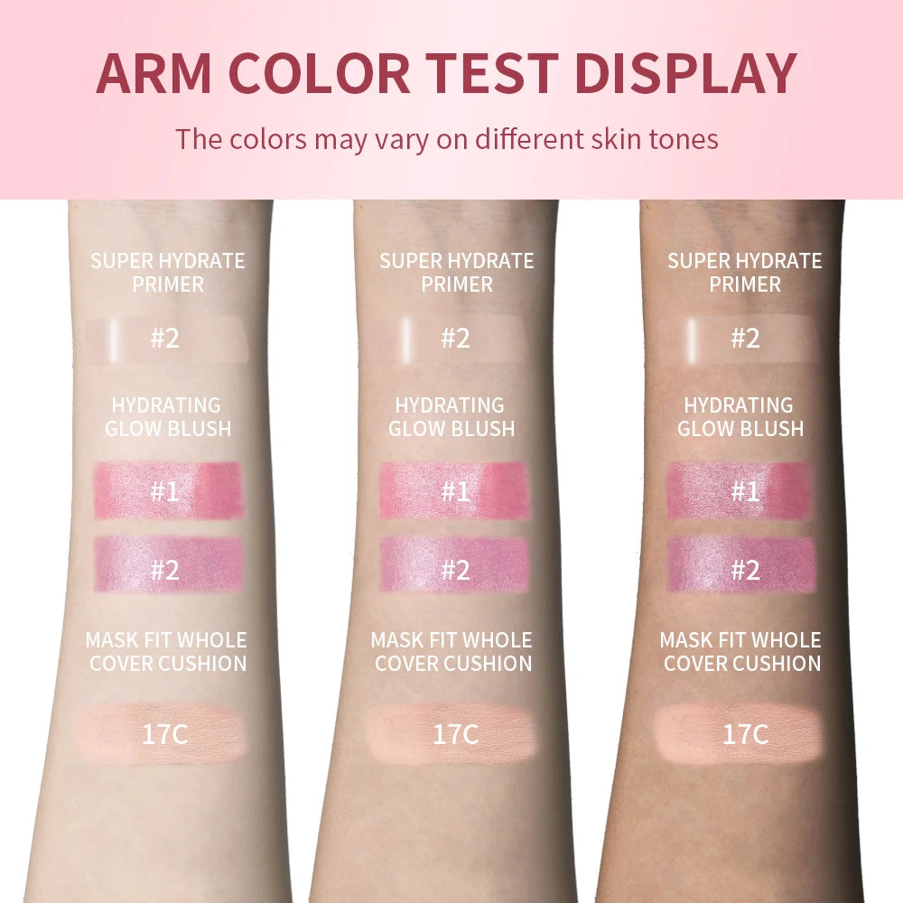 Pink Makeup Set Primer Setting Spray Include Air Cushion Foundation Base MakeupLipstick 5pcs/set Blush Hold Cosmetics Kit Zpaxo