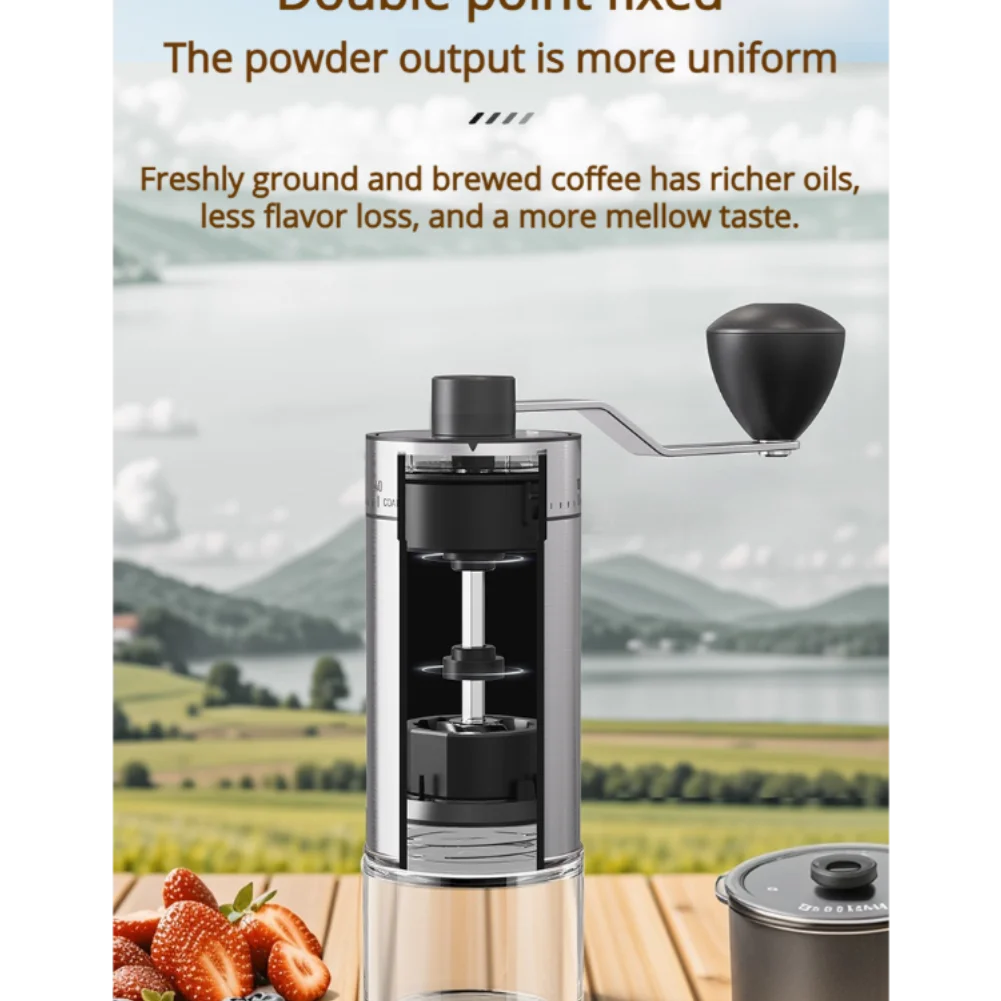Portable Italian Espresso Maker with Hand Grinder for Camping Outdoor Coffee Brewing Adjustable Grind Settings Ceramic Grinding Zpaxo