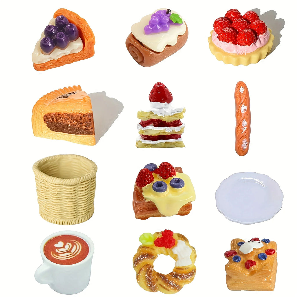 12 Pcs Cute Cake Dessert Resin Jewelry Set, suitable for phone cases, jewelry and watch accessories, perfect choice Zpaxo 9PCS
