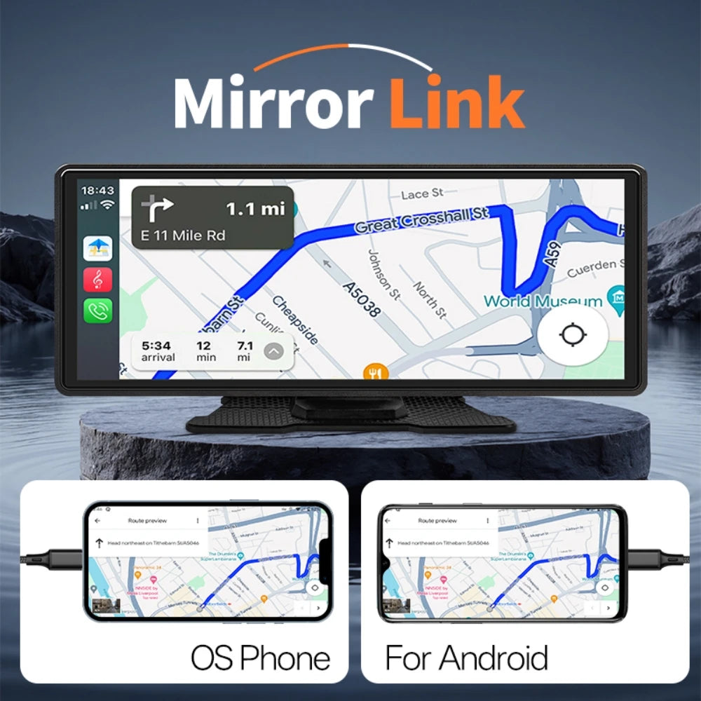 Hippcron Car IPS Display Screen Wireless Carplay Android Auto