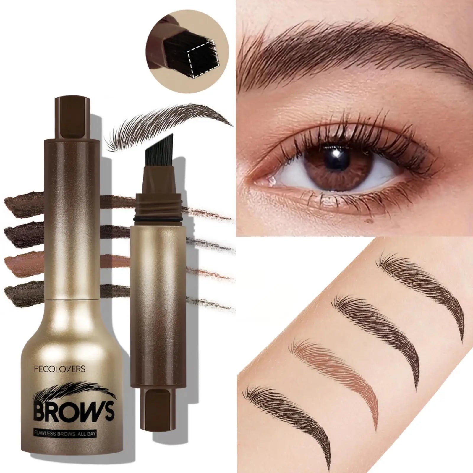 1PC Waterproof, Long-lasting, No Makeup Removal, 3D Three-dimensional, Press-type Eyebrow Pencil,Suitable for Daily Quick Makeup Zpaxo