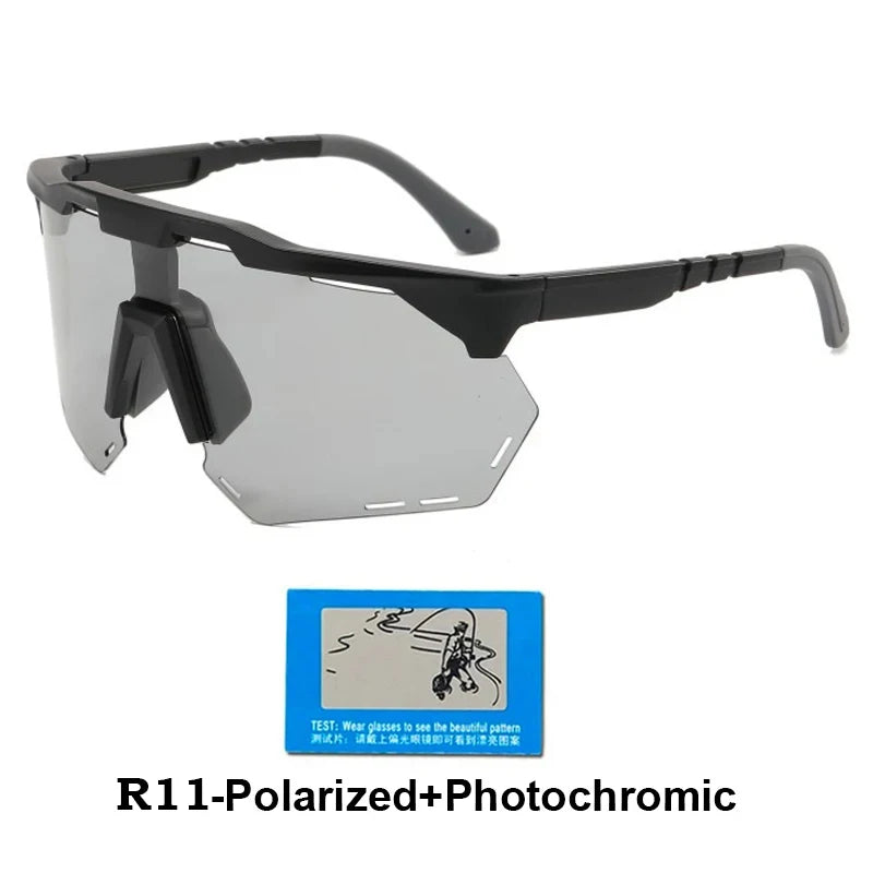 Photochromic Polarized Cycling Sunglasses UV400 Women Sports Running Eyewear Men Road Bike Mountain Bicycle Glasses Bike Goggles Zpaxo Black to gray 1