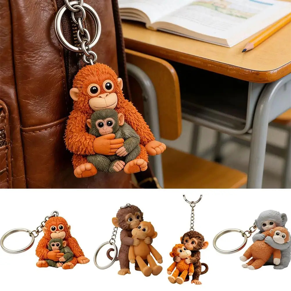 1/4PCS Adorable Monkey Rings Holder Upgrades for Backpacks & Vehicles Easy to Clean Plastic Surfaces Fun Gift Concept Zpaxo ABCD