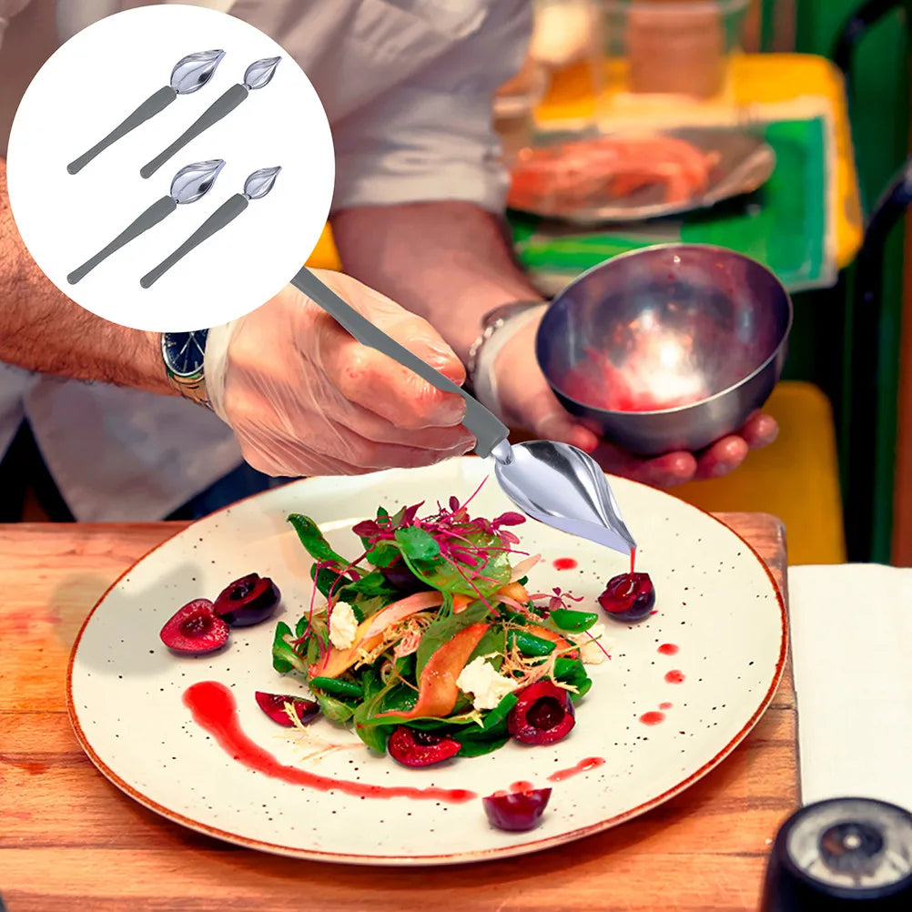Stainless Steel Silicone Decorating Spoon Cake Cream Sauce Coffee Art