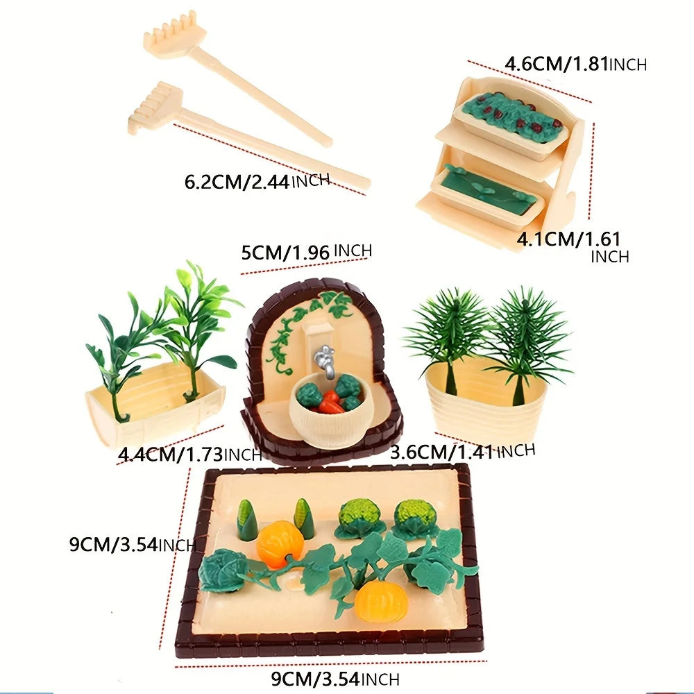 Miniature Planting Scene Vintage Dressing Table Bedroom Dollhouses