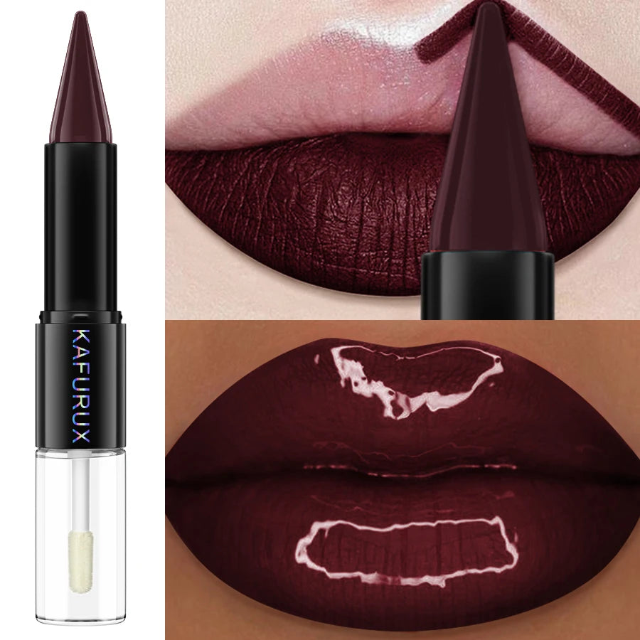 Waterproof 1 Double Head Lipstick Lip Coat Long Lasting 24HR Makeup