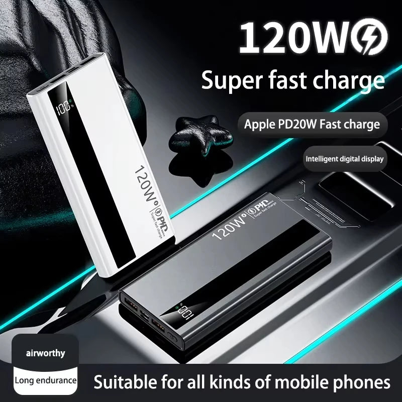 500000mAh 120W Super Fast Charging High Capacity Power Bank External Battery Portable Battery Charger For iPhone Samsung Xiaomi Zpaxo