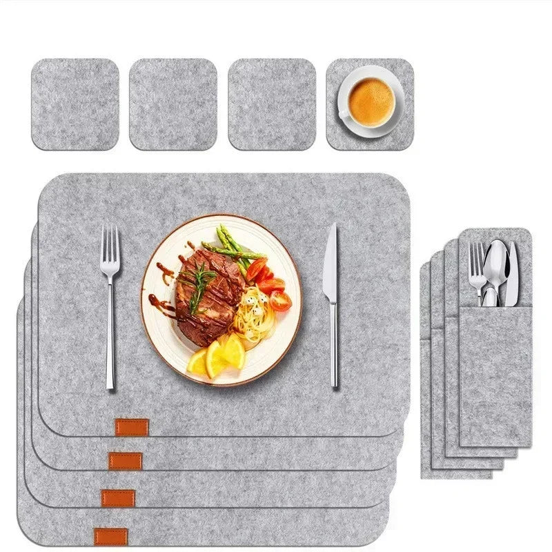 3-4pcs Set Placemat Table Mat Washable Felt Placemats Tableware Pad Non-Slip Placemat for Kitchen Bistro Tables Bars Coffee Shop Zpaxo