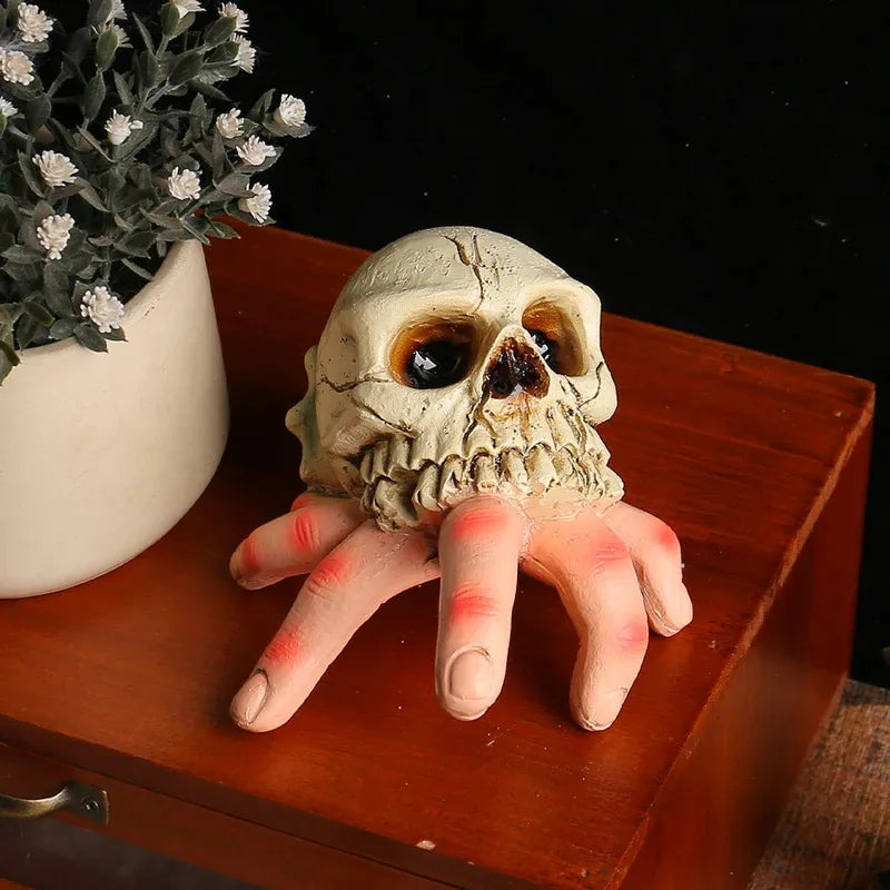 Resin 3D Skull Sculpture Ornament Hand-painted Realistic Halloween