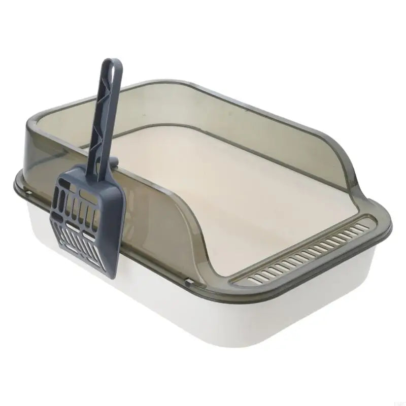 Semiclosed Cats Litter Pan Thick Antipill Wall Space Box Multiple Zpaxo Monet White for Medium size CN