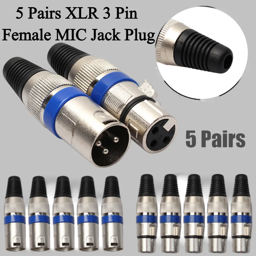 XLR 3 Pin MIC Jack Plug Audio Microphone Cable Wire Connector Female