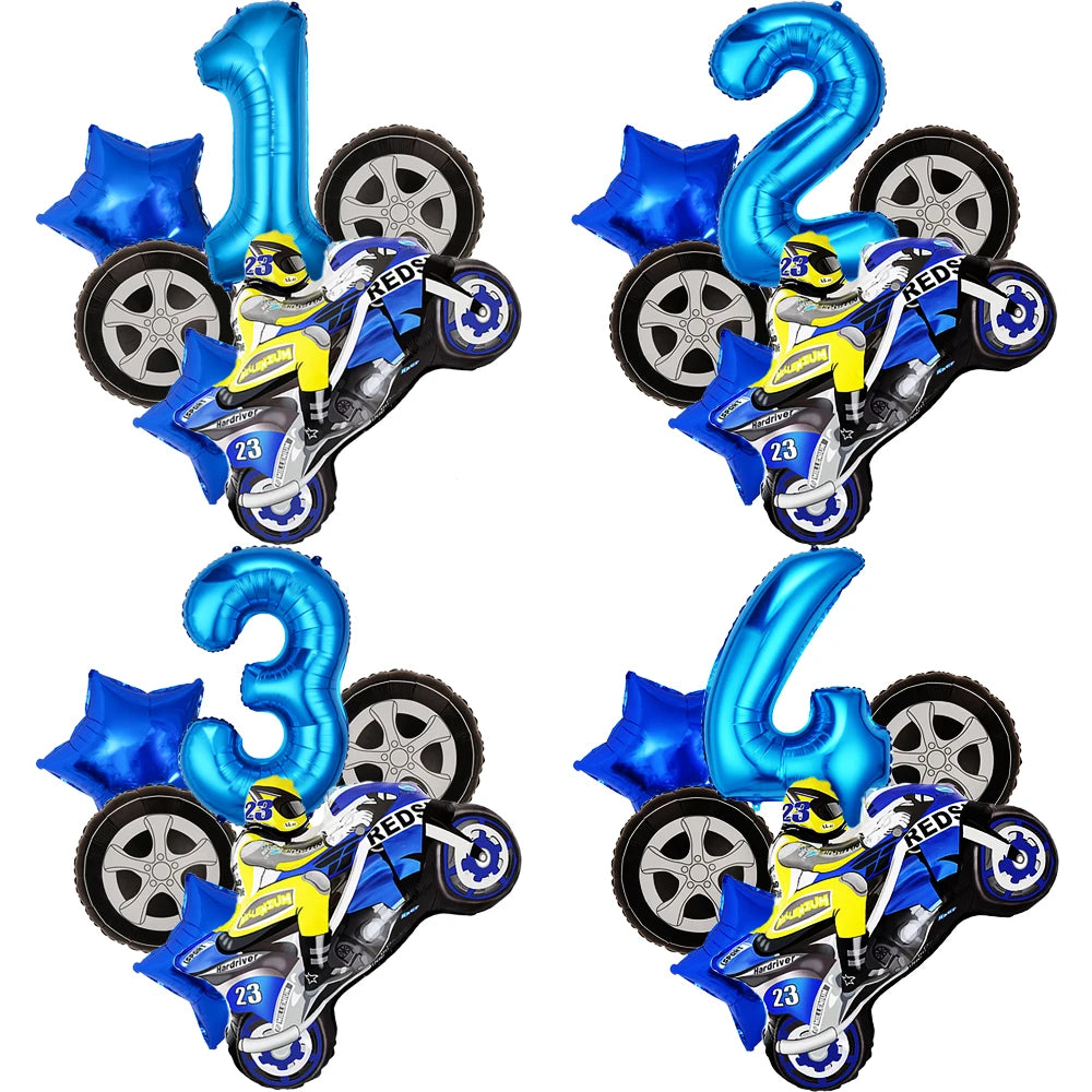 Large Motorcycle Foil Balloons Racing Car Balloon Boy Birthday Party
