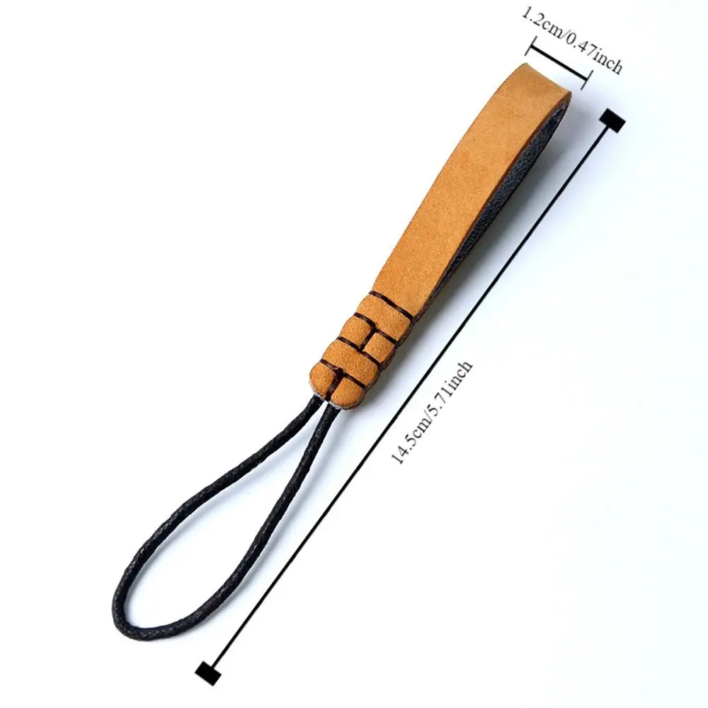 Creative Wear-resistant Leather Lanyard Key Loop Rope Pendant Cowhide Zpaxo