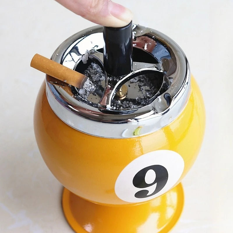 Creative Billiards Metal Ashtray with Lid Anti Fly Ash Office Table Tennis Decoration Ashtray Home Desktop Decoration Ornament Zpaxo