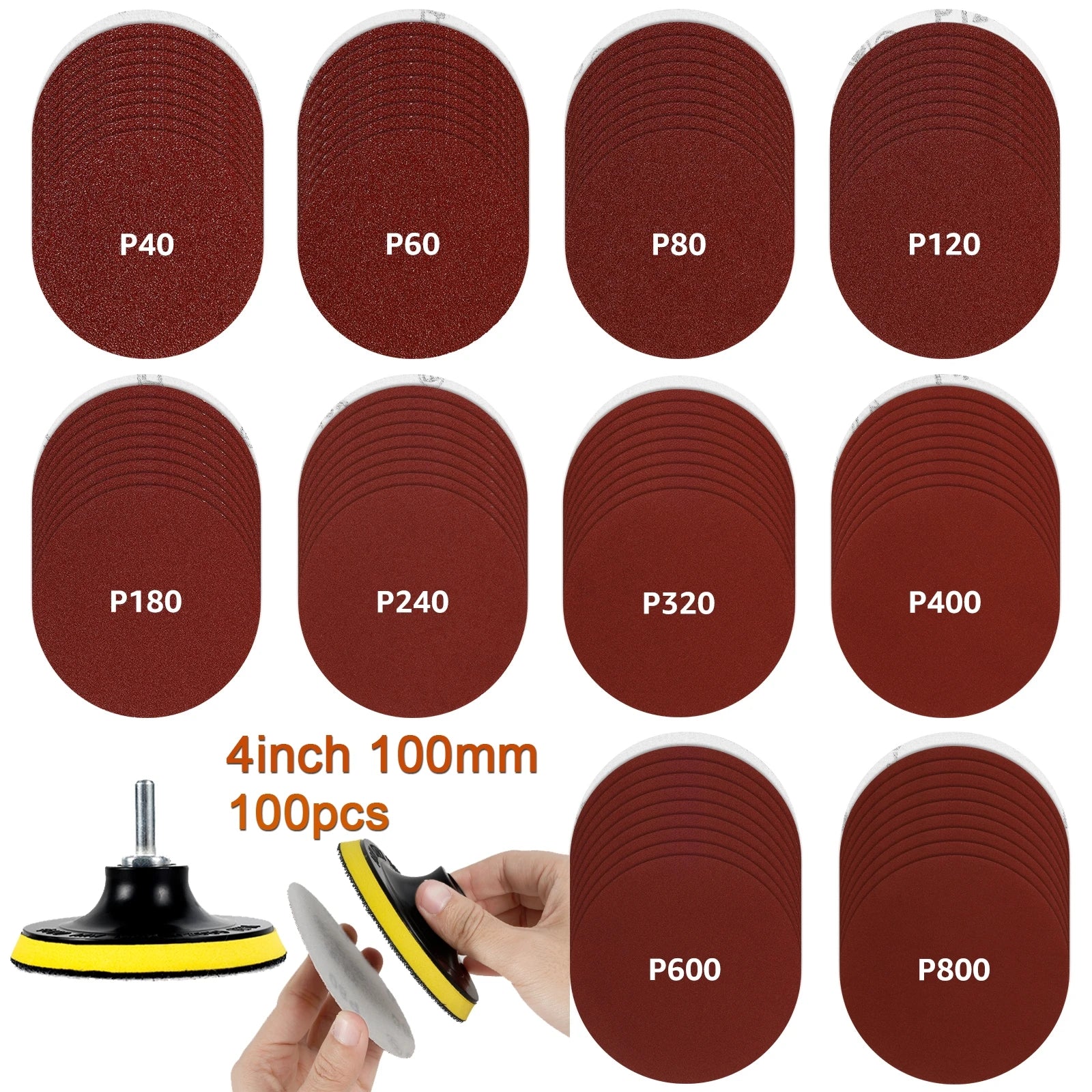 Angle Grinder Sanding Discs Hook Loop Backing Pad 40-800 Grits Drill