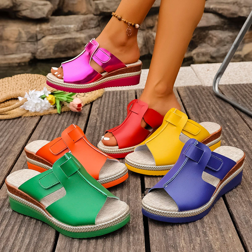 Women Wedge Slippers Anti-slip Wear-resistant Sandals Fashion Round Zpaxo