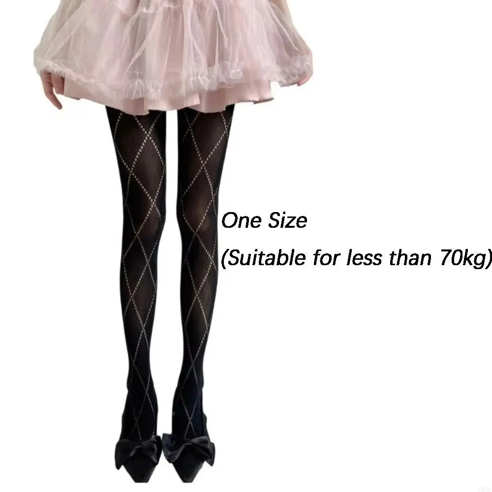 Sexy Jacquard Knitted Pantyhose Hollow Out Y2K Women Tights High Elastic Slim Stockings Female Lingerie Zpaxo